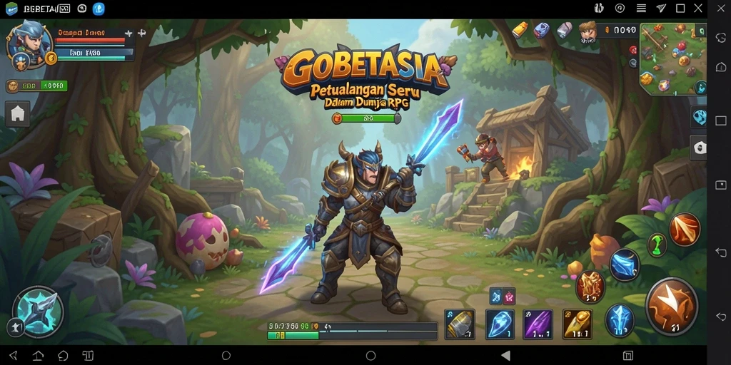 Screenshot gameplay GOBETASIA yang menunjukkan pertempuran epik di dunia RPG.