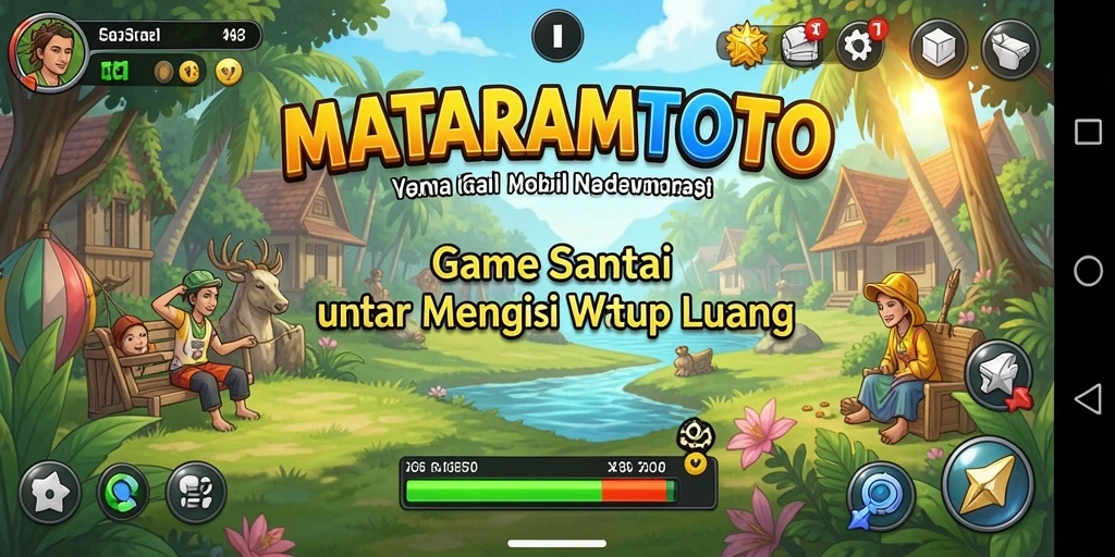 Screenshot gameplay <strong>MATARAMTOTO</strong> yang menunjukkan dunia cerah dan lucu.