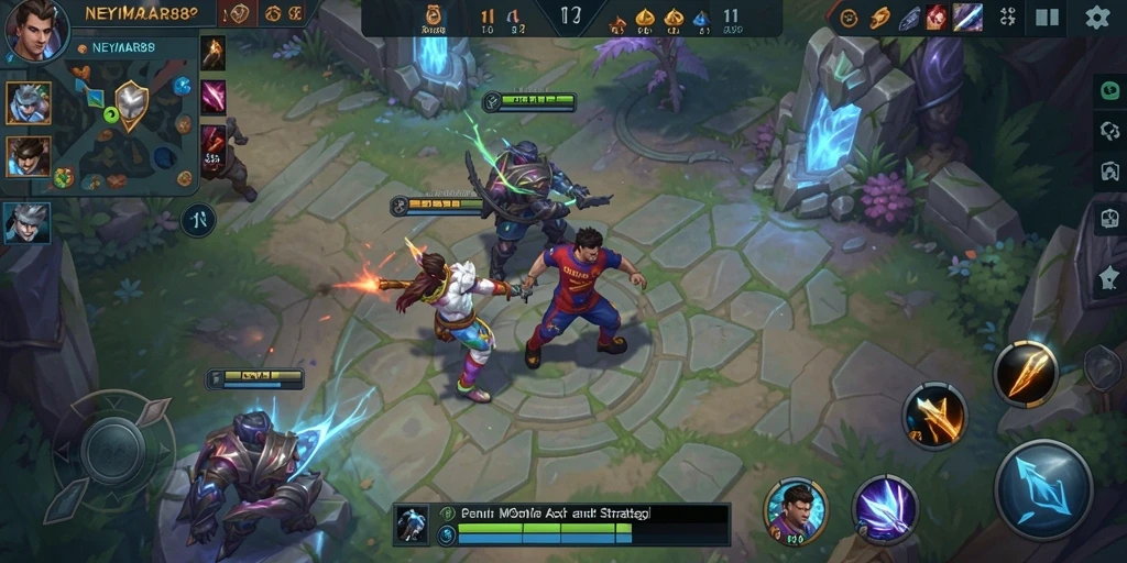 Gameplay seru NEYMAR88 dalam pertempuran MOBA dinamis.